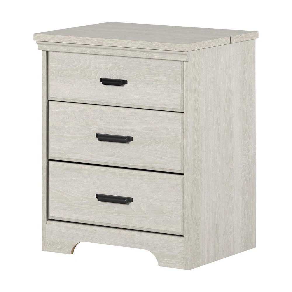 Nightstand with Charging Station and Drawers from the collection Versa South Shore