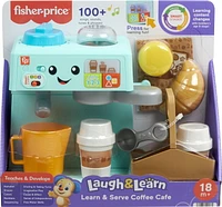 Fisher-Price Laugh & Learn Learn & Serve Coffee Café Toddler Electronic Toy, 10 Play Pieces, Multilanguage Version , Ages 18M+