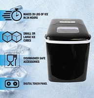 Koolatron Compact Countertop Ice Maker, 9pcs Cubes Ready in 6 Mins, 26lbs of ice in 24 hours with Digital Controls and LED Indicators