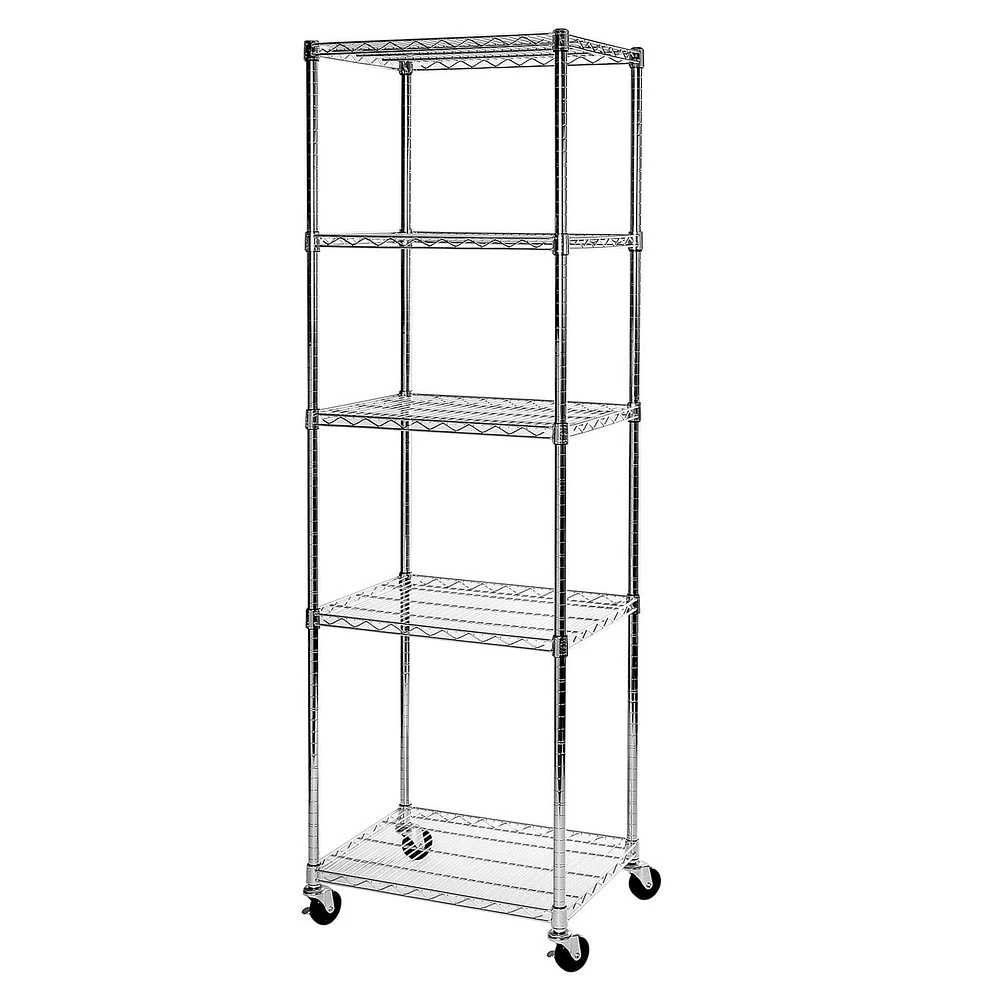 Ultra-durable Commercial Grade 5-Tier NSF Steel Wire Shelving with Wheels