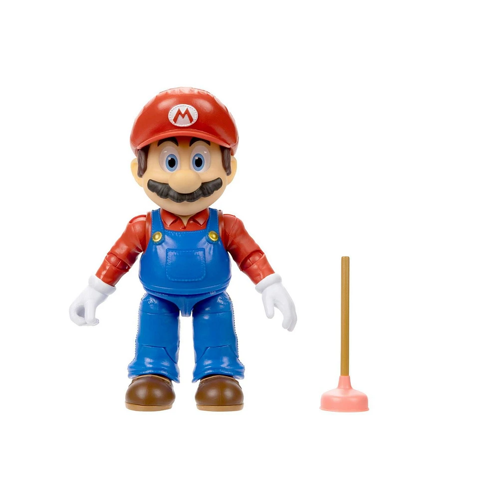 The Super Mario Bros. Movie - 5” Figure Series – Mario Figure with Plunger Accessory, 16 points of articulation