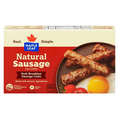 Saucisses de porc à déjeuner naturelles entièrement cuites Maple Leaf 300 g