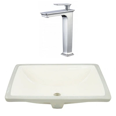 20.75-in. W CSA Rectangle Bathroom Undermount Sink Set In Biscuit - Chrome Hardware AI-23088