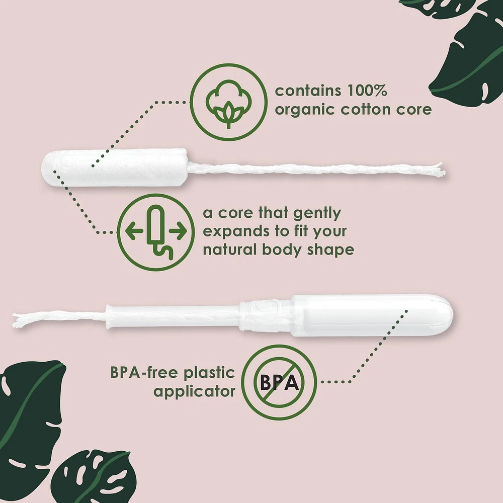 L. Cotton Tampons Regular/Super Absorbency Multipack, Free from Chlorine Bleaching, Pesticides, Fragrances, or Dyes, 30CT