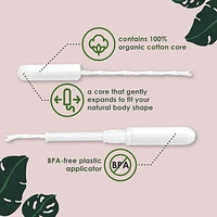 L. Cotton Tampons Regular/Super Absorbency Multipack, Free from Chlorine Bleaching, Pesticides, Fragrances, or Dyes, 30CT