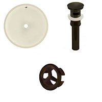 16-in. W Round Bathroom Undermount Sink Set In Biscuit - Oil Rubbed Bronze Hardware - Overflow Drain Incl. AI-20612