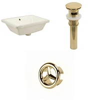 18.25-in. W Rectangle Bathroom Undermount Sink Set In Biscuit - Gold Hardware - Overflow Drain Incl. AI-20595