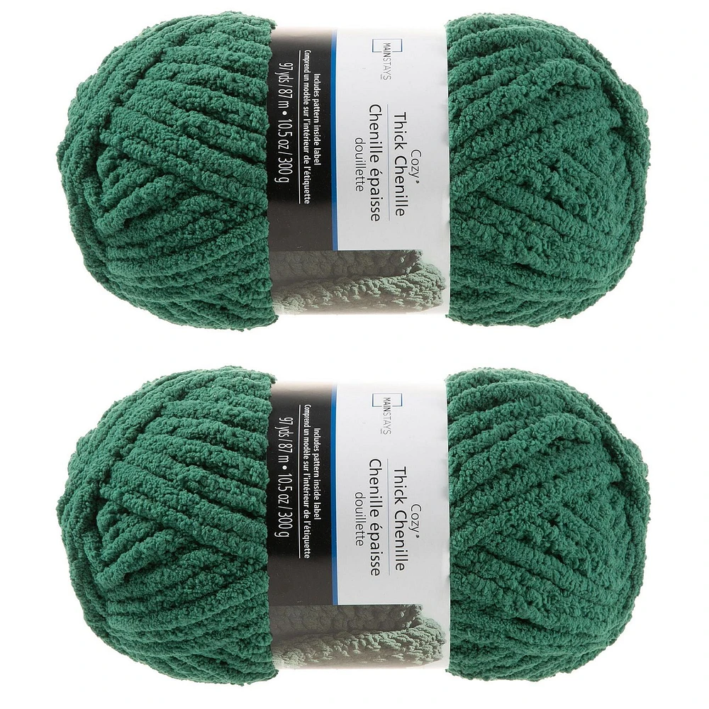 MAINSTAYS 2 PACK FOREST GREEN THICK YARN