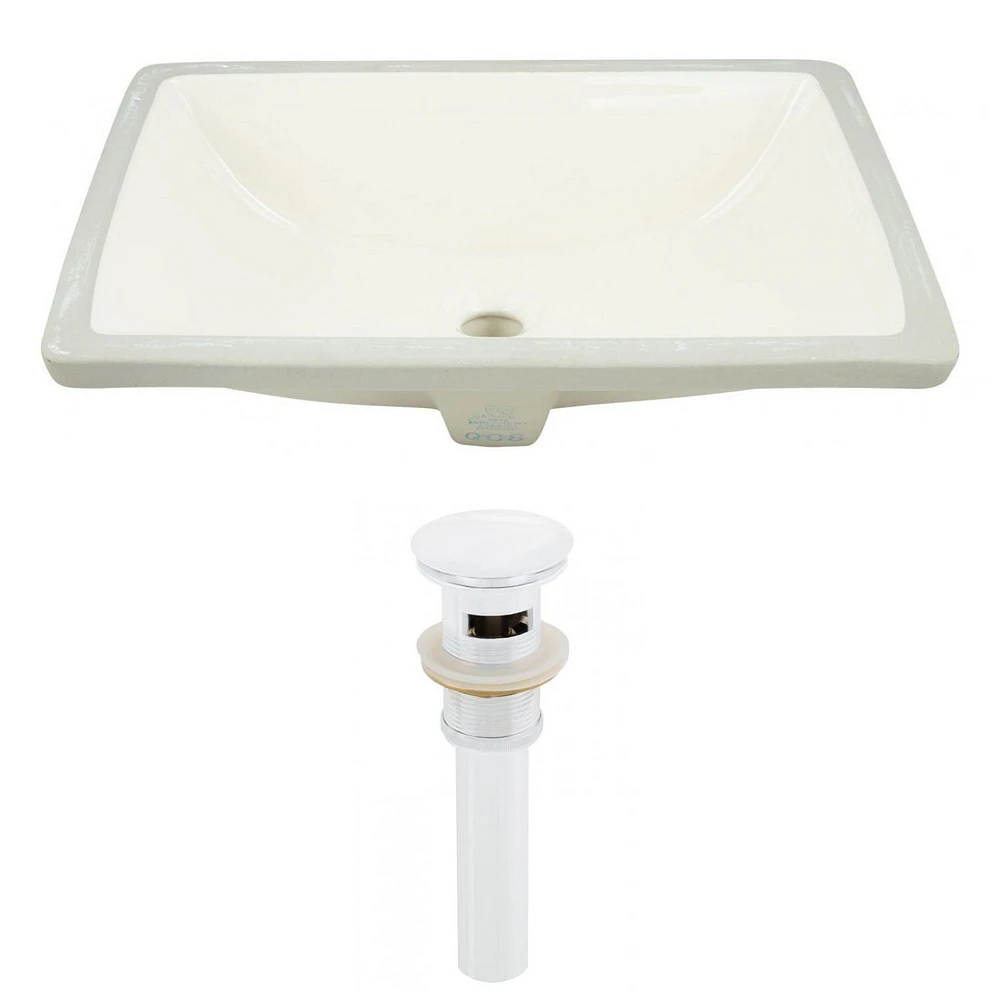 18.25-in. W CUPC Rectangle Bathroom Undermount Sink Set In Biscuit - White Hardware - Overflow Drain Incl. AI-24834