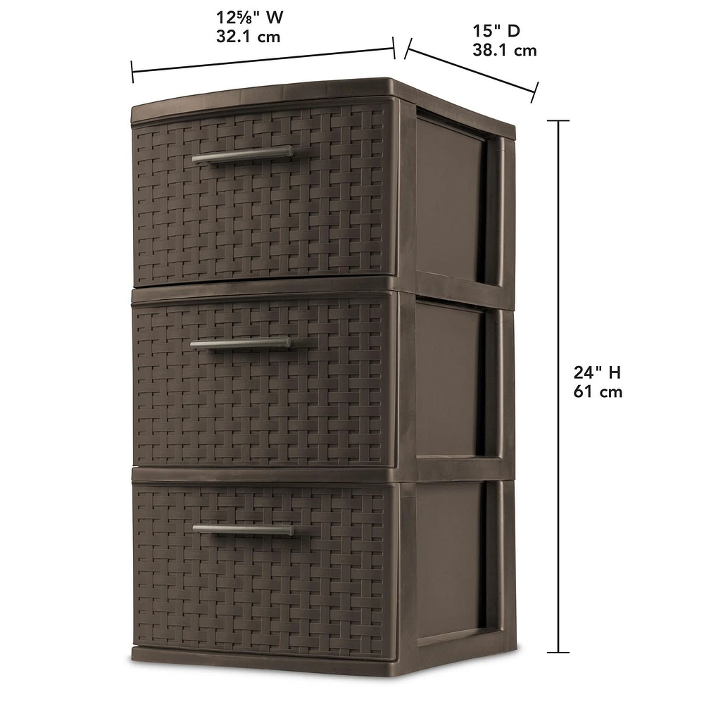 Sterilite 3 Drawer Weave Tower - Espresso