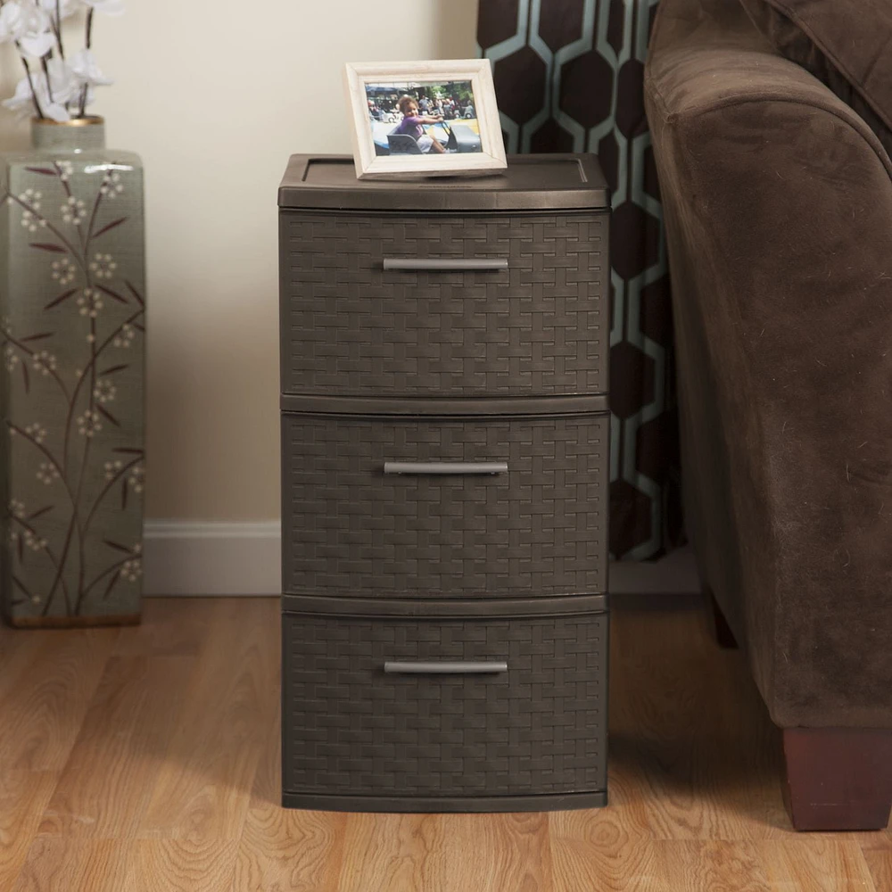 Sterilite 3 Drawer Weave Tower - Espresso