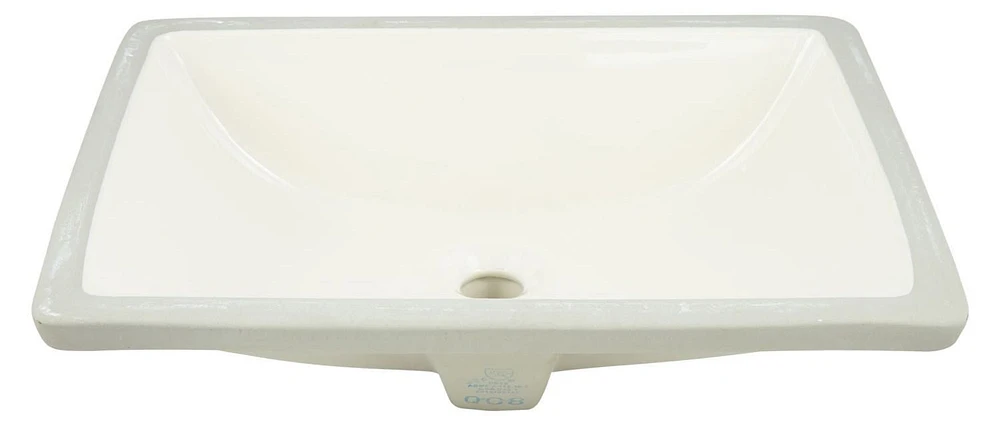 18.25-in. W CUPC Rectangle Bathroom Undermount Sink Set In Biscuit - White Hardware - Overflow Drain Incl. AI-24834