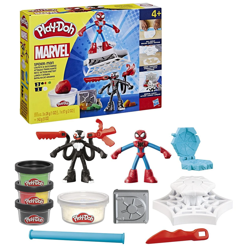 Play-Doh Marvel Spider-Man Launch & Slice Battle Playset, Ages 4 and up