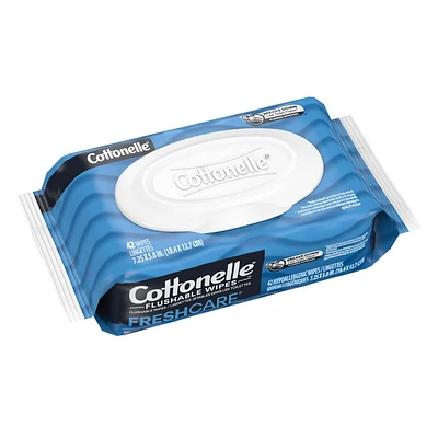 Cottonelle Fresh Care Flushable Wipes RFT 42, Cottonelle Fresh Care Flushable Wipes, Adult Wet Wipes, 1 Flip-Top Pack, 42 Wipes per Pack