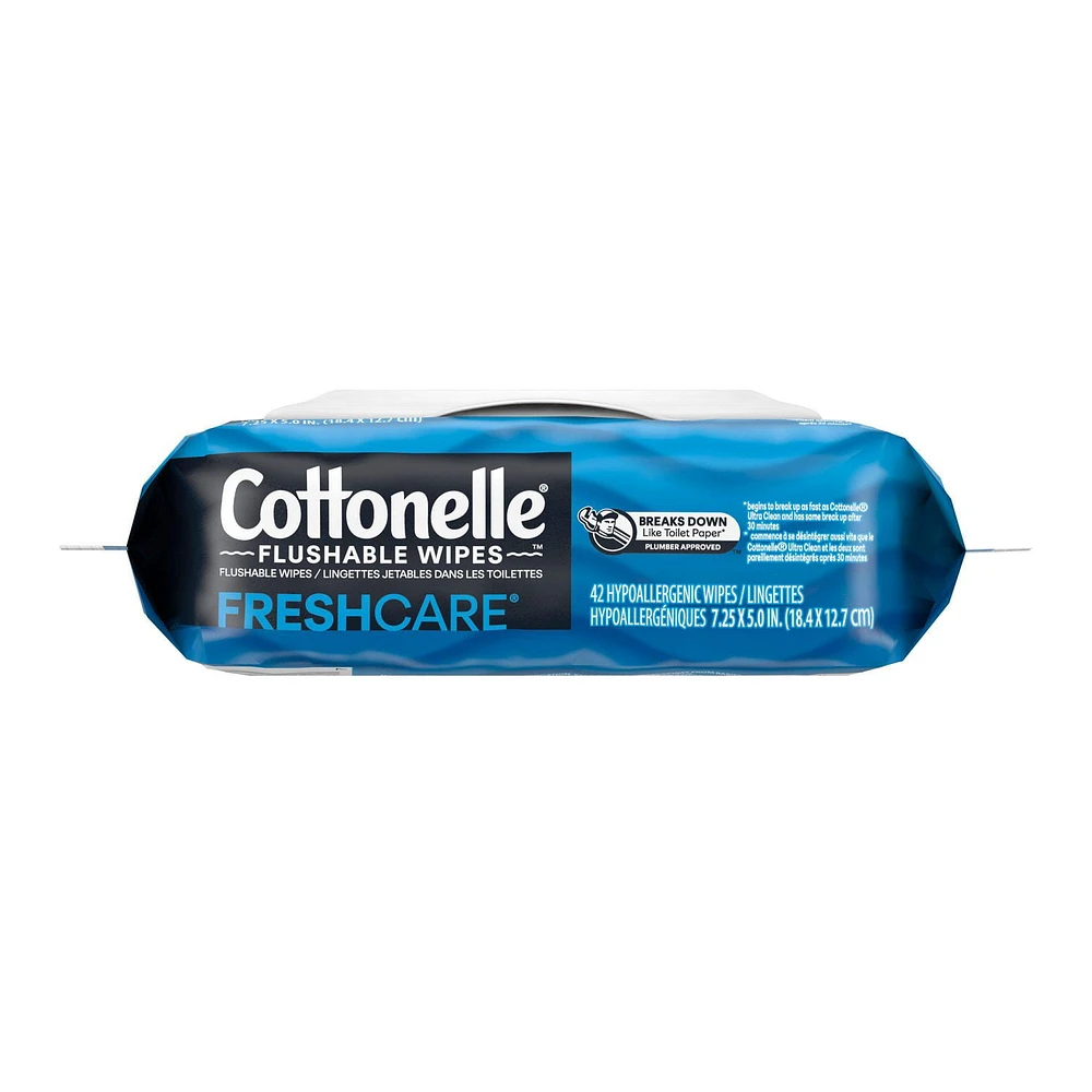 Cottonelle Fresh Care Flushable Wipes RFT 42, Cottonelle Fresh Care Flushable Wipes, Adult Wet Wipes, 1 Flip-Top Pack, 42 Wipes per Pack