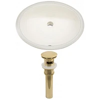 19.5-in. W CUPC Oval Bathroom Undermount Sink Set In Biscuit - Gold Hardware - Overflow Drain Incl. AI-24852