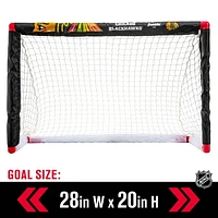 Franklin Sports NHL Blackhawks Mini Hockey Set - Kids Indoor Knee Hockey Goal, Ball, 2 Mini Hockey Stick Combo Set