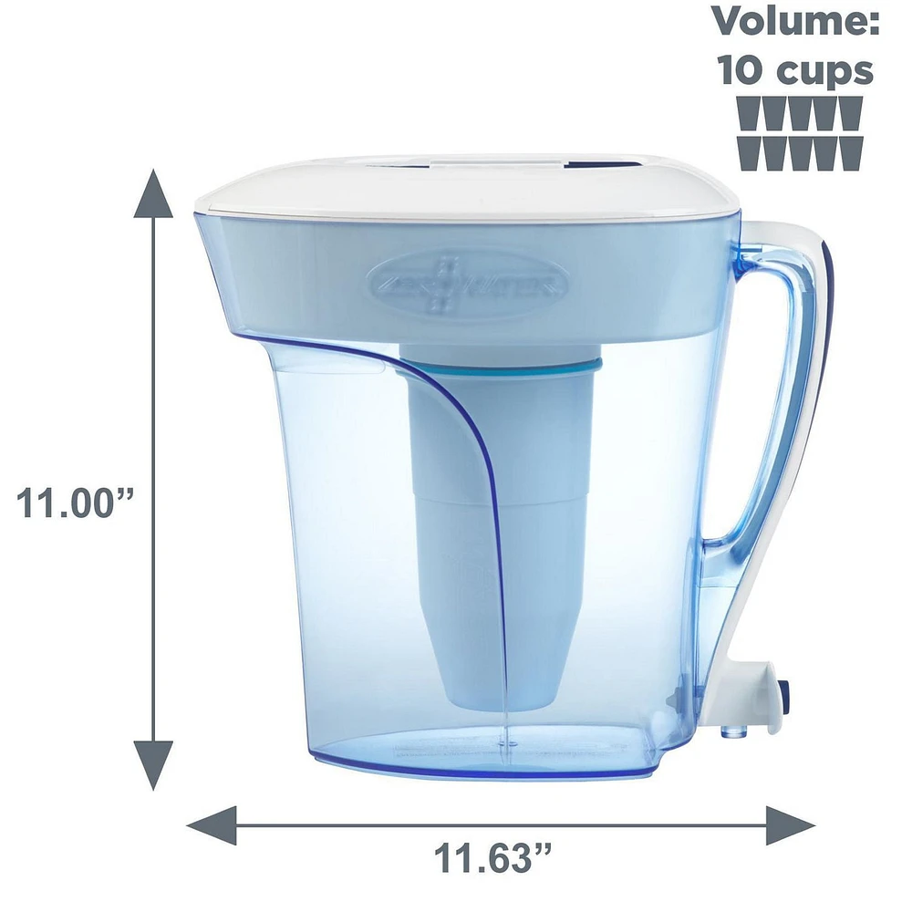 10 Cup Ready-Pour™ Pitcher with Free Water Quality Meter, 10 Cup Capacity