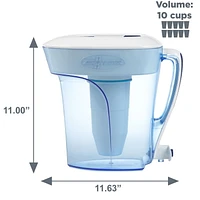 10 Cup Ready-Pour™ Pitcher with Free Water Quality Meter, 10 Cup Capacity