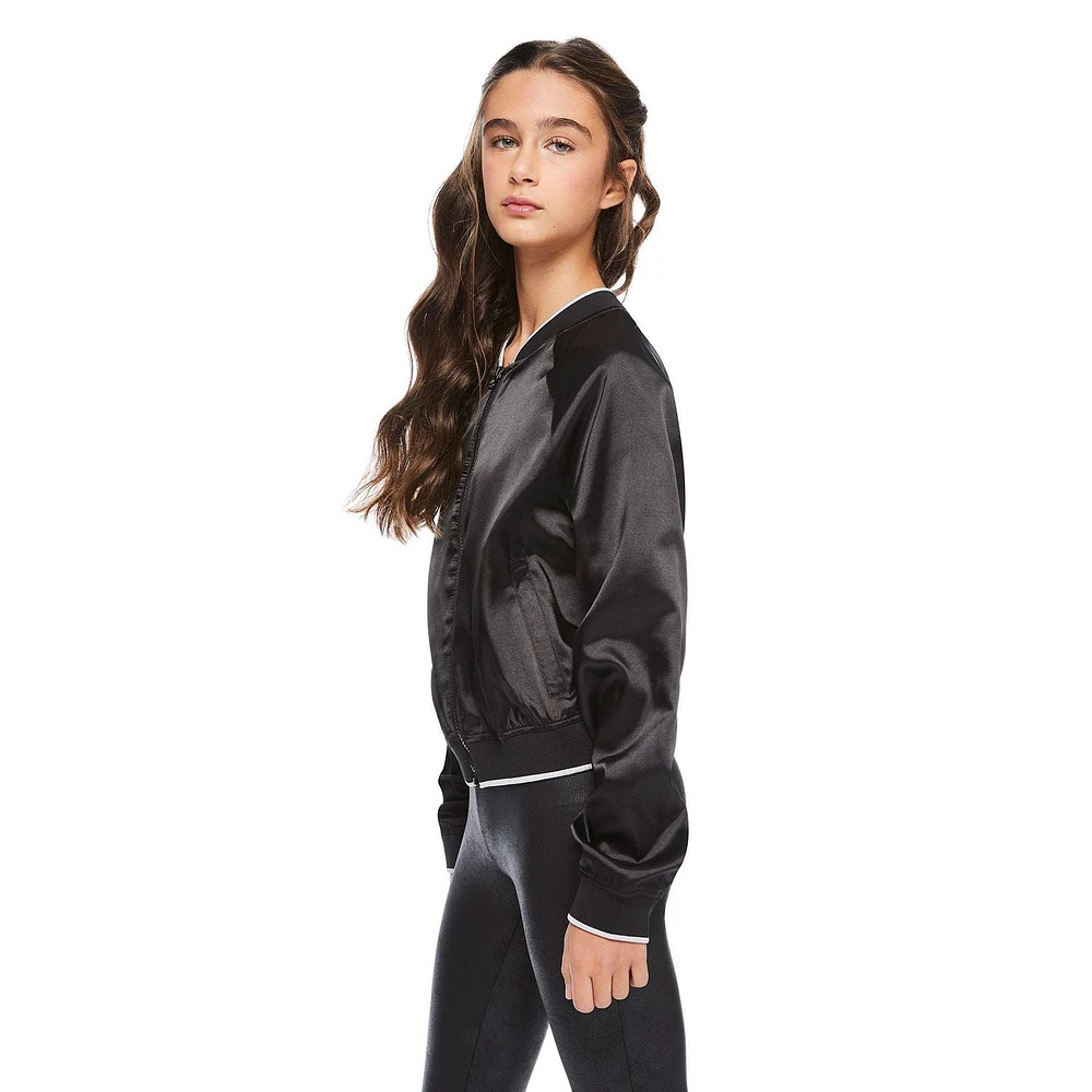 My Sister's Closet Girls' Satin Bomber Jacket