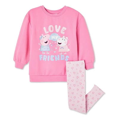 Ensemble 2 pièces avec chandail et legging Peppa Pig pour petites filles