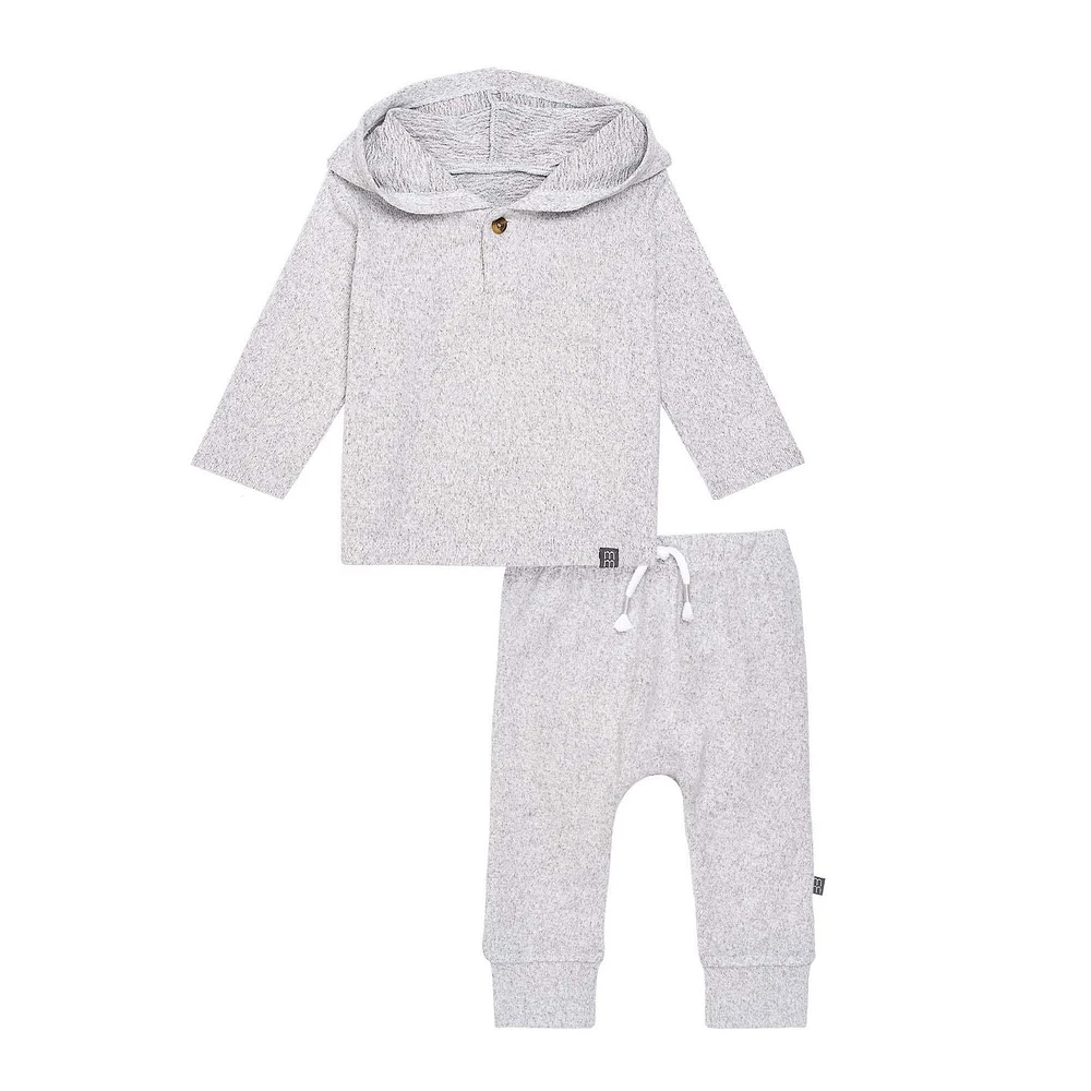 Modern Moments par Gerber - Ensemble Hacci à capuche 2 pièces - Garçon - Gris chiné