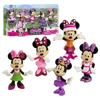 Just Play Disney Junior Minnie Mouse 3 inch Tall Collectible Figure Set, 5 Piece Set Includes Tennis, Hula, Candy Maker, Popstar, and Ballerina Outfits, Kids Toys for Ages 3 up, Disney Junior Minnie Mouse Collectible Figure Set