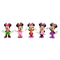 Just Play Disney Junior Minnie Mouse 3 inch Tall Collectible Figure Set, 5 Piece Set Includes Tennis, Hula, Candy Maker, Popstar, and Ballerina Outfits, Kids Toys for Ages 3 up, Disney Junior Minnie Mouse Collectible Figure Set