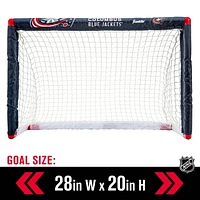 Franklin Sports NHL Blue Jackets Mini Hockey Set - Kids Indoor Knee Hockey Goal, Ball, 2 Mini Hockey Stick Combo Set