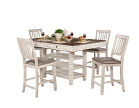 Topline Home Furnishings Antique White Counter-height 5pc Dining Set