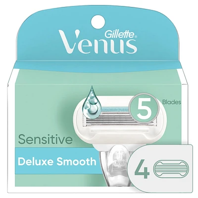 Gillette Venus Deluxe Smooth Sensitive Women's Razor Blade Refills, 4CT