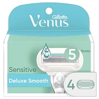 Gillette Venus Deluxe Smooth Sensitive Women's Razor Blade Refills, 4CT