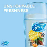 Secret Fresh Antiperspirant and Deodorant Invisible Solid, Cocoa Butter, 45 g