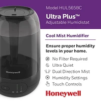 Honeywell HUL565BC Ultra Plusᵀᴹ Ultrasonic Cool Mist Humidifier, Easy to Fill & Clean