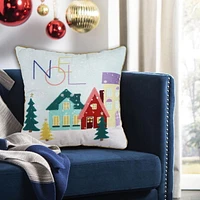 Holiday Time Décor Cushion 18x18 inch House Tree Cushion, 18" x 18", festive