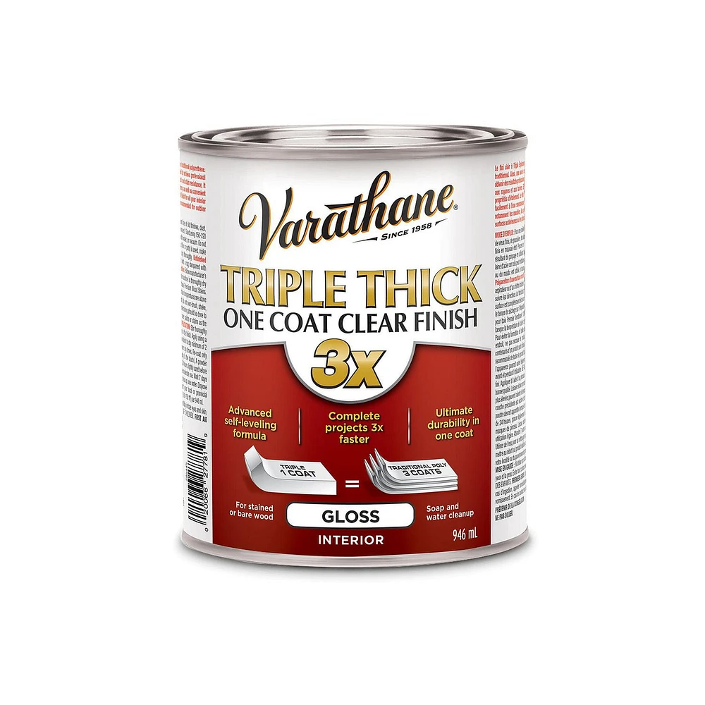 Varathane Triple Thick One Coat Gloss Clear Finish, 946 mL