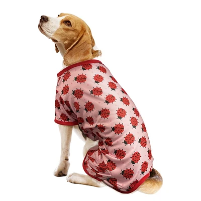 Fetchwear Dog Clothes: Ladybug Jersey Pajamas, Size XS-XL