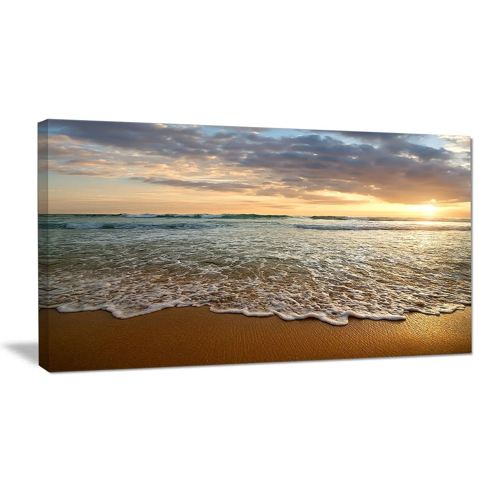 Design Art Bright Cloudy Sunset in Calm Ocean Contemporary Seascape Canvas Art Print