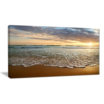 Design Art Bright Cloudy Sunset in Calm Ocean Contemporary Seascape Canvas Art Print