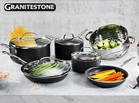 GraniteStone 10-Piece Nonstick Cookware Set, Scratch-Resistant, Granite-coated Anodized Aluminum, Dishwasher-Safe, PFOA-Free As Seen On TV