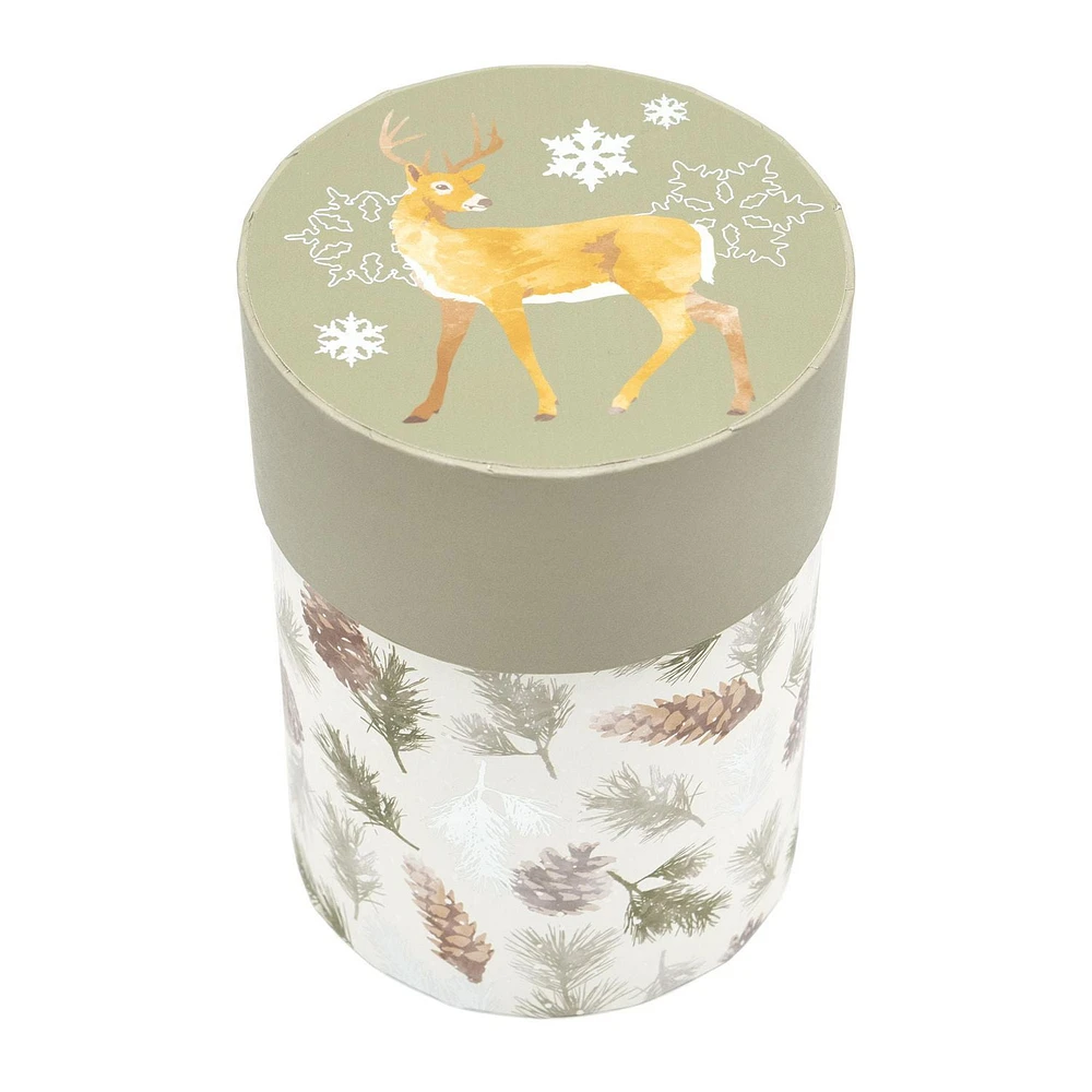 Holiday Time Deer Round Candle Gift box, 4 in x 4 in, 1 Count, Round Candle Gift Box