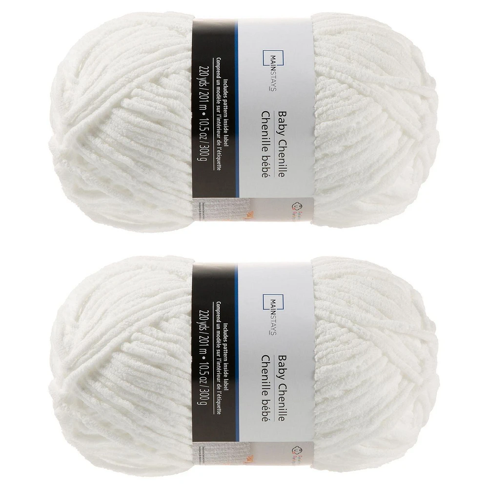 MAINSTAYS COZY CHENILLE 2 PACK BABY WHITE YARN