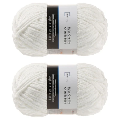 MAINSTAYS COZY CHENILLE 2 PACK BABY WHITE YARN