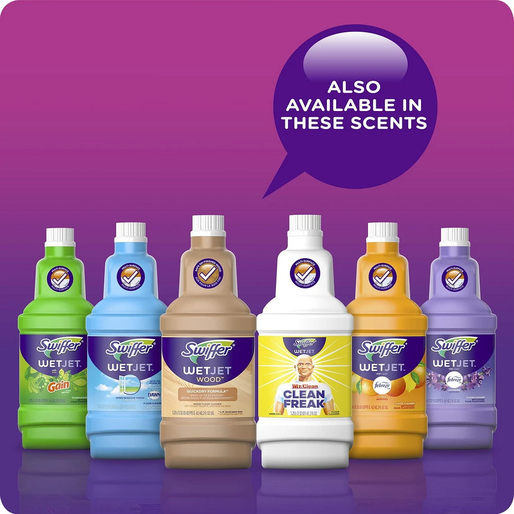 Recharge de nettoyant liquide multi-usages et pour planchers en bois pour balai vaporisateur Swiffer WetJet, Lavande vanillée et réconfort