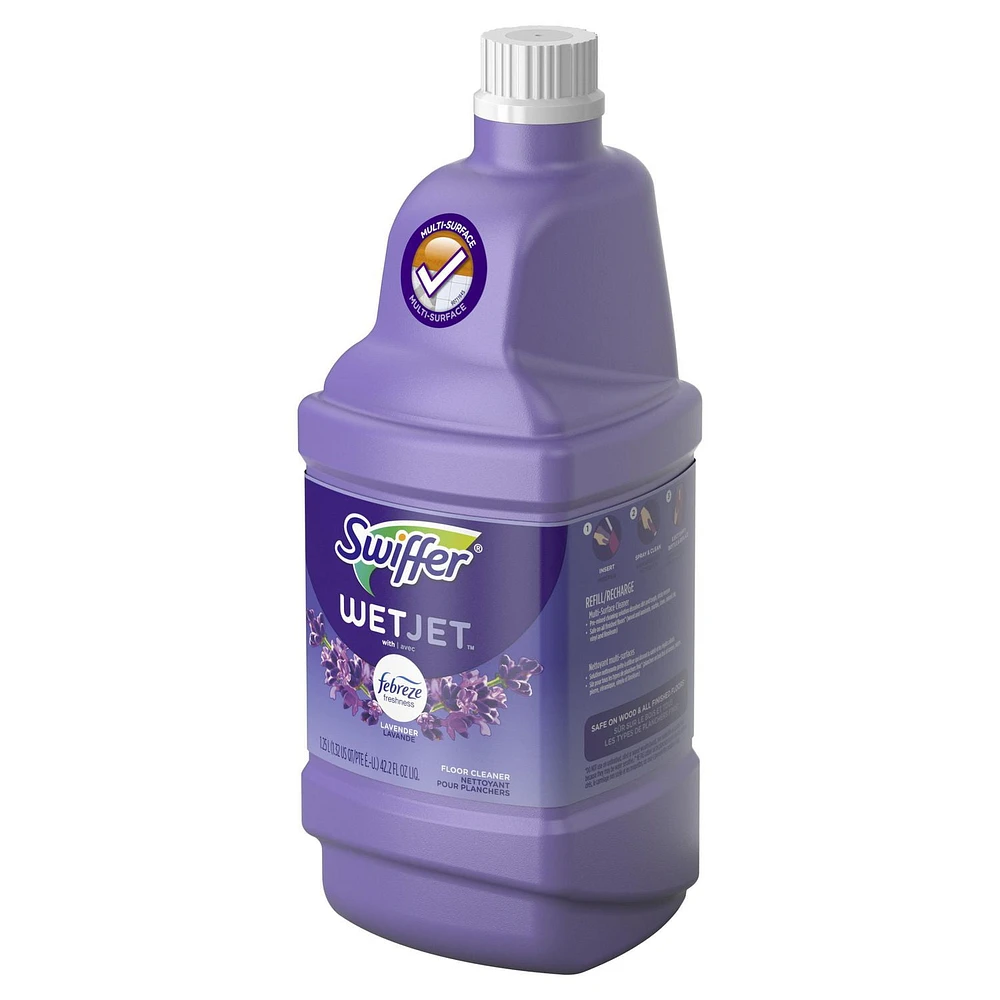 Recharge de nettoyant liquide multi-usages et pour planchers en bois pour balai vaporisateur Swiffer WetJet, Lavande vanillée et réconfort