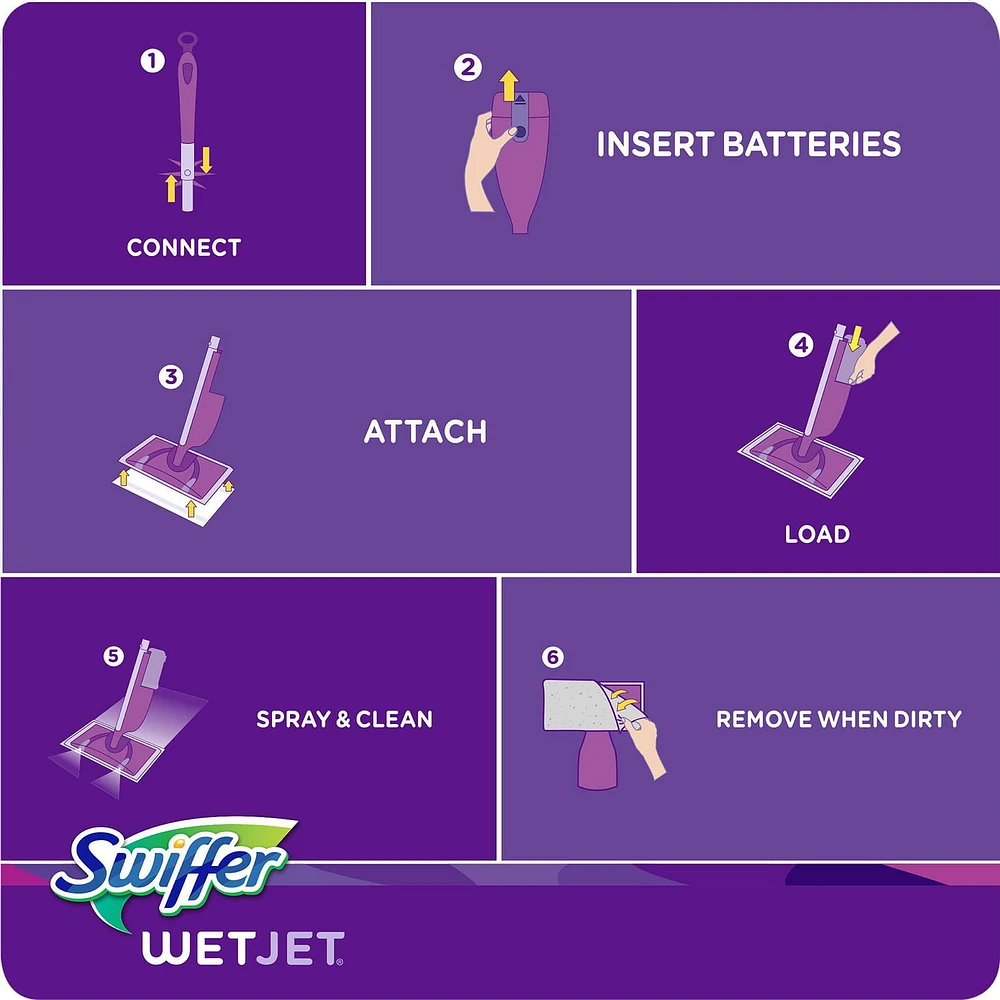 Swiffer WetJet Multi Surface Floor Cleaner Spray Mop Pad Refill, 12 Count