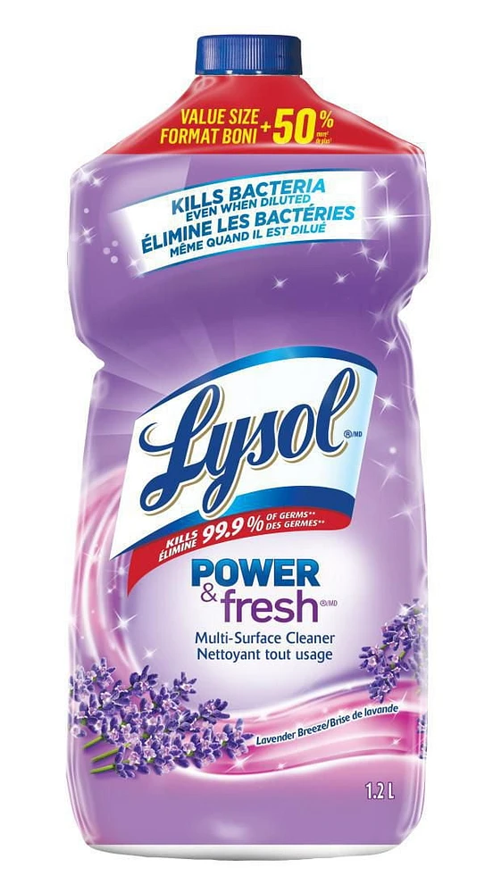 Lysol All Purpose Cleaner, Pour, Lavender, Multi Surface Cleaner, 1.2 L