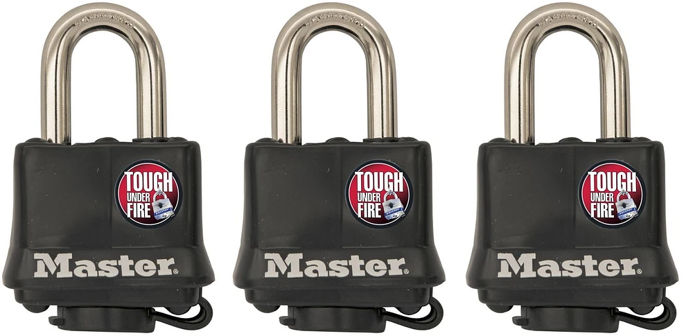 Master Lock 1-9/16” Wide Covered Laminated Steel Pin Tumbler Padlock