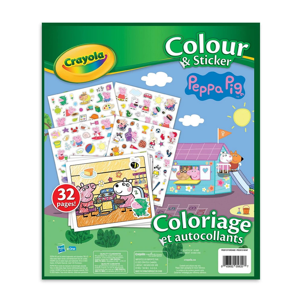 Crayola Colour & Sticker, Peppa Pig, Includes 32 colouring pages and 4 sticker sheets