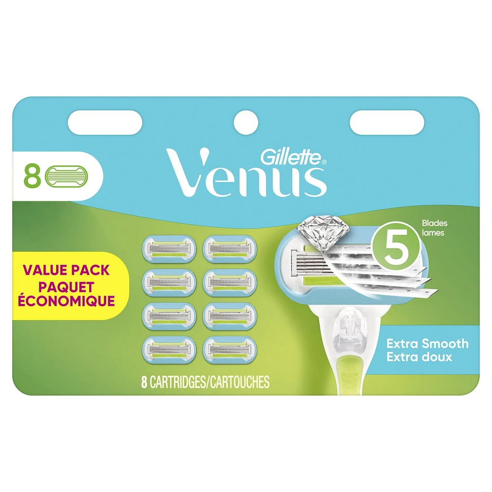 Gillette Venus Extra Smooth Women's Razor Blade Refills, 8 Count